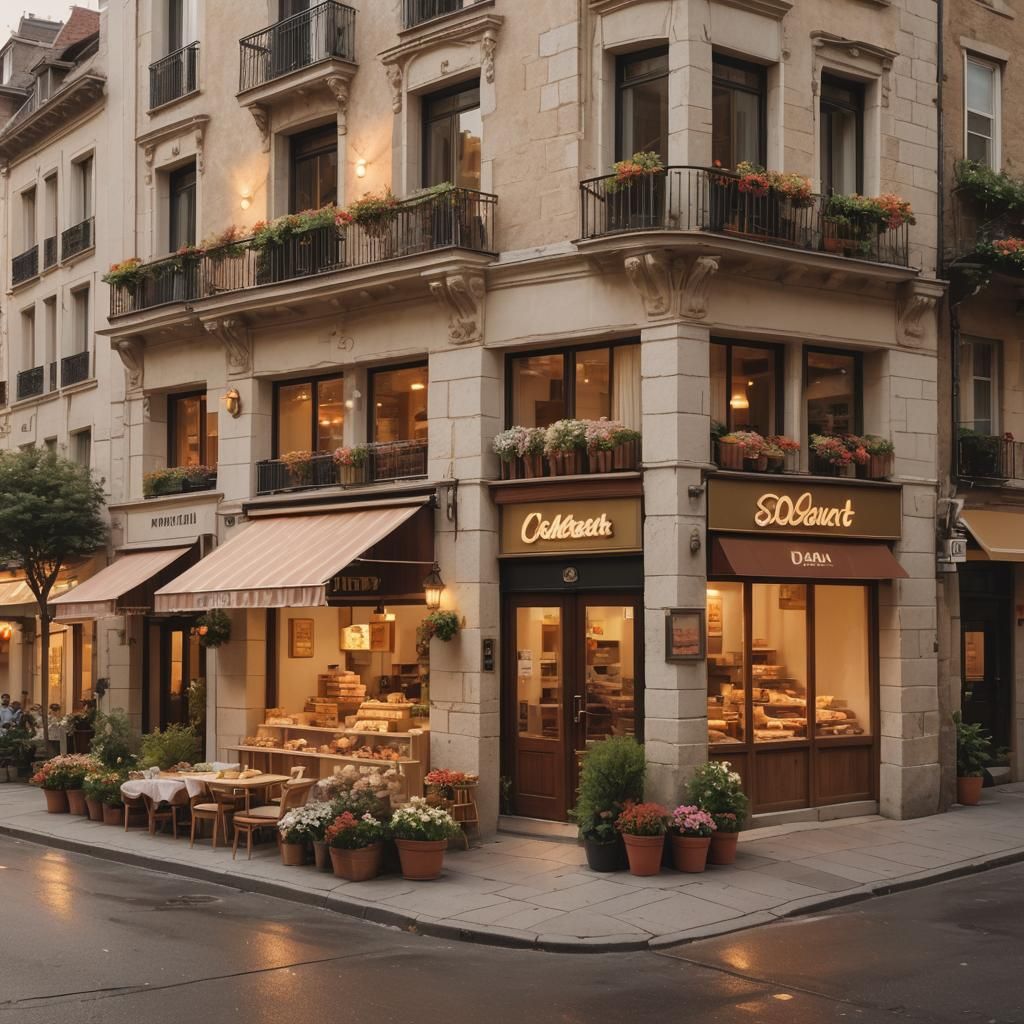 Impressionist Street Scene at Dusk in Watercolor