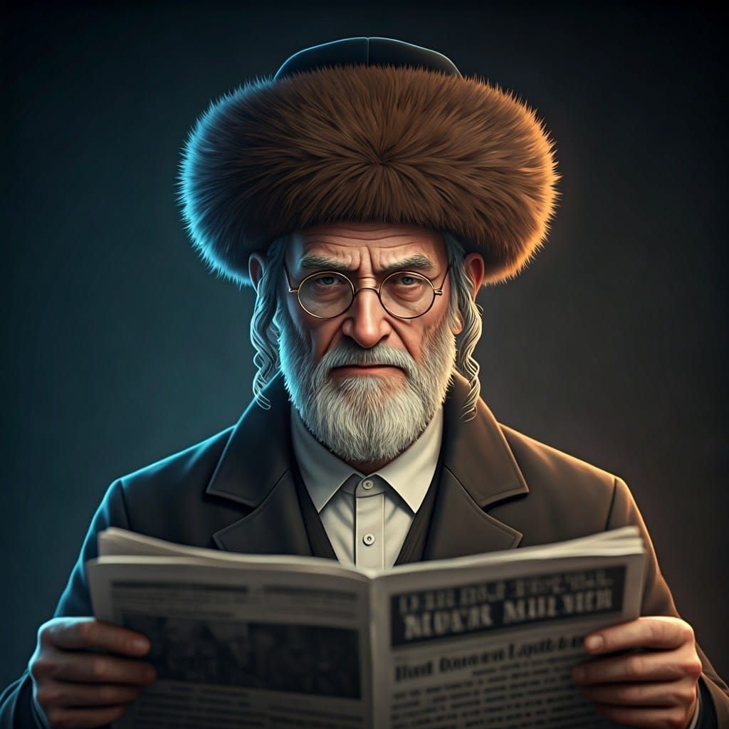 Elderly Man Reading Newspaper in Cinematic Style