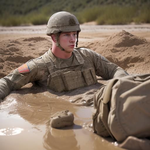 American Soldier Sinking in Quicksand: Professional Photogra...
