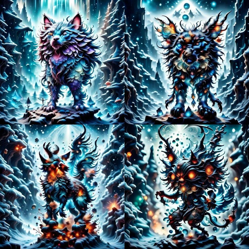 Colorful Crystal Goddess in Fantasy Landscape