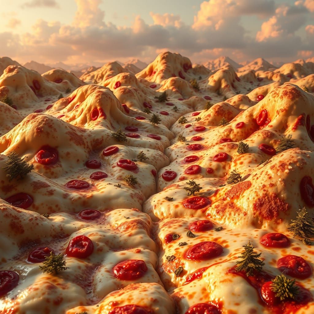 Pizza Landscape in a Digital Art Style