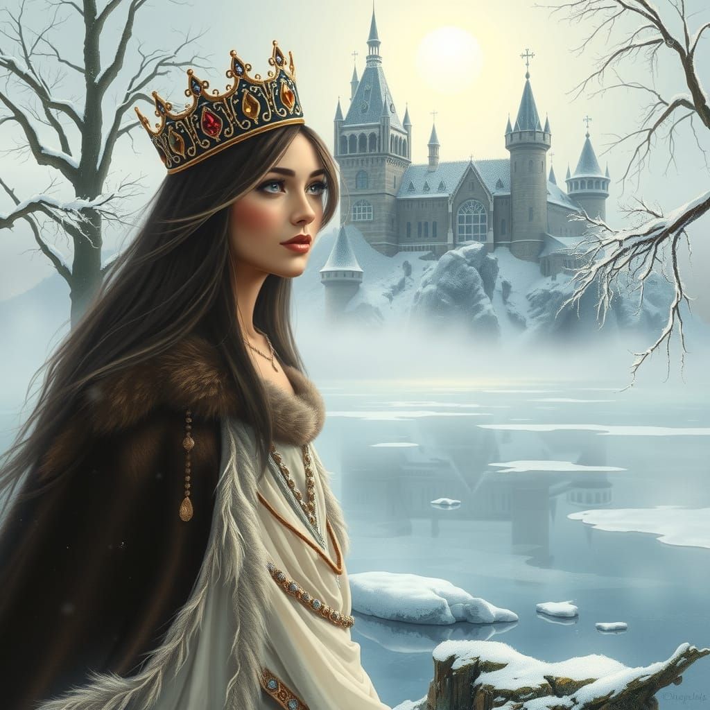 A majestic medieval winter kingdom