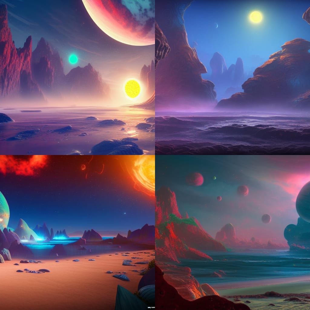 Cosmic Beach: Detailed Fantasy Concept Art