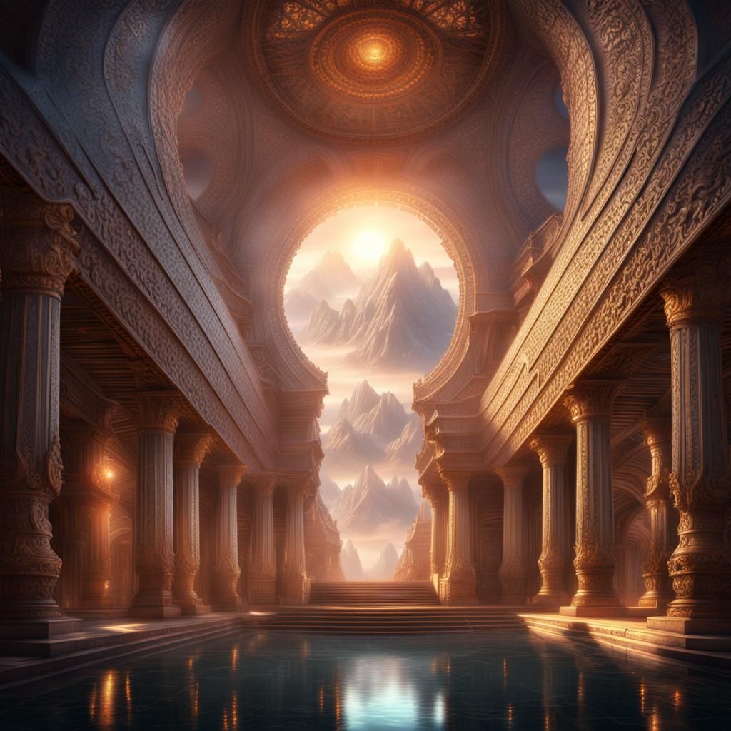 Inspirational Temple of Spirituality: Digital Matte Painting