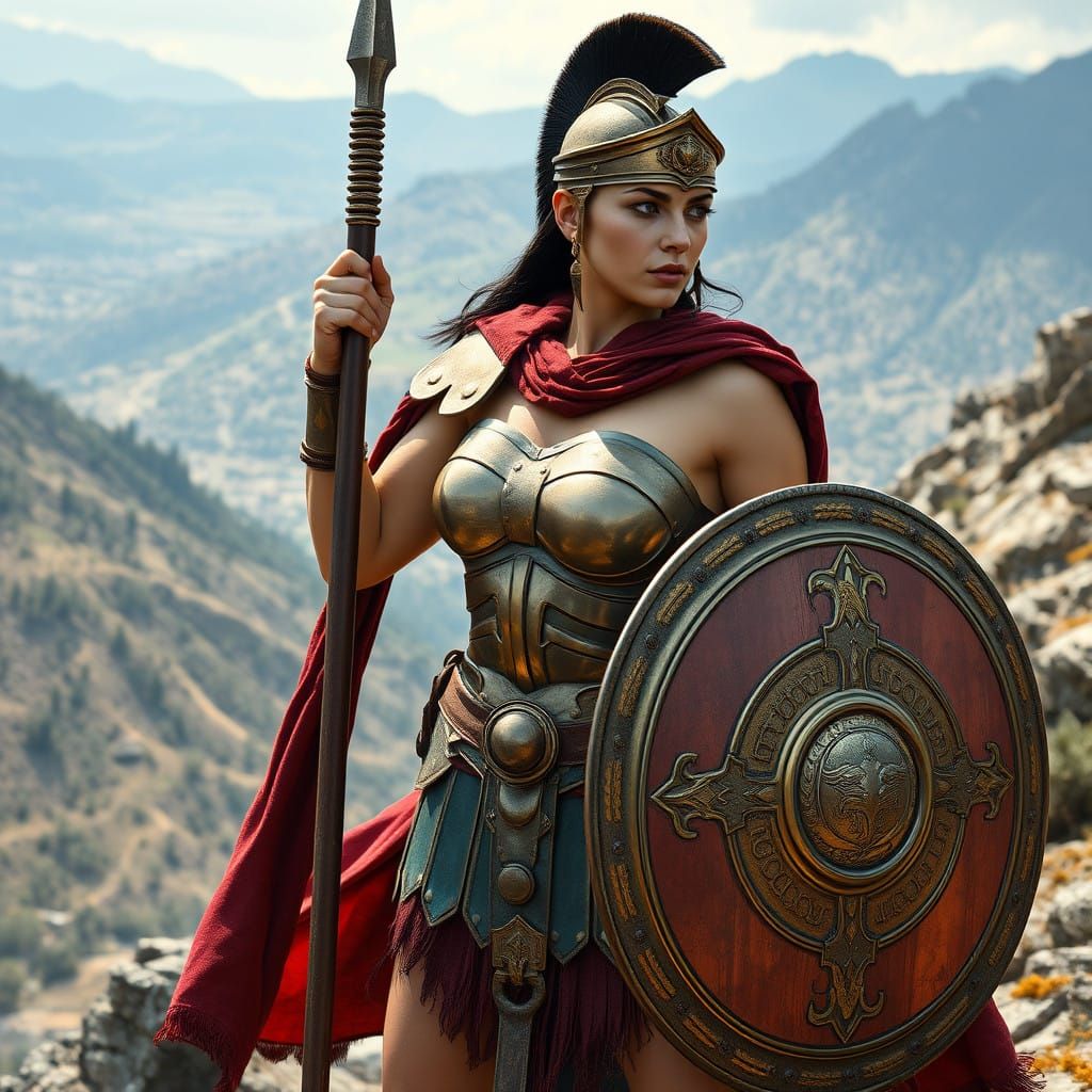 Ancient Spartan Warrior in Polished Bronze Armor