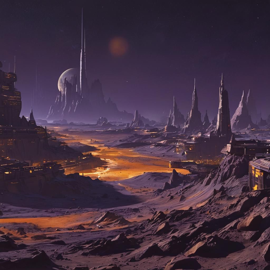 Alien City on the Moon: Matte Painting