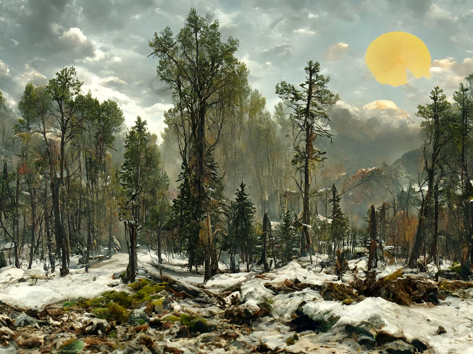 Post-Apocalyptic Winter Landscape in Hyperrealism