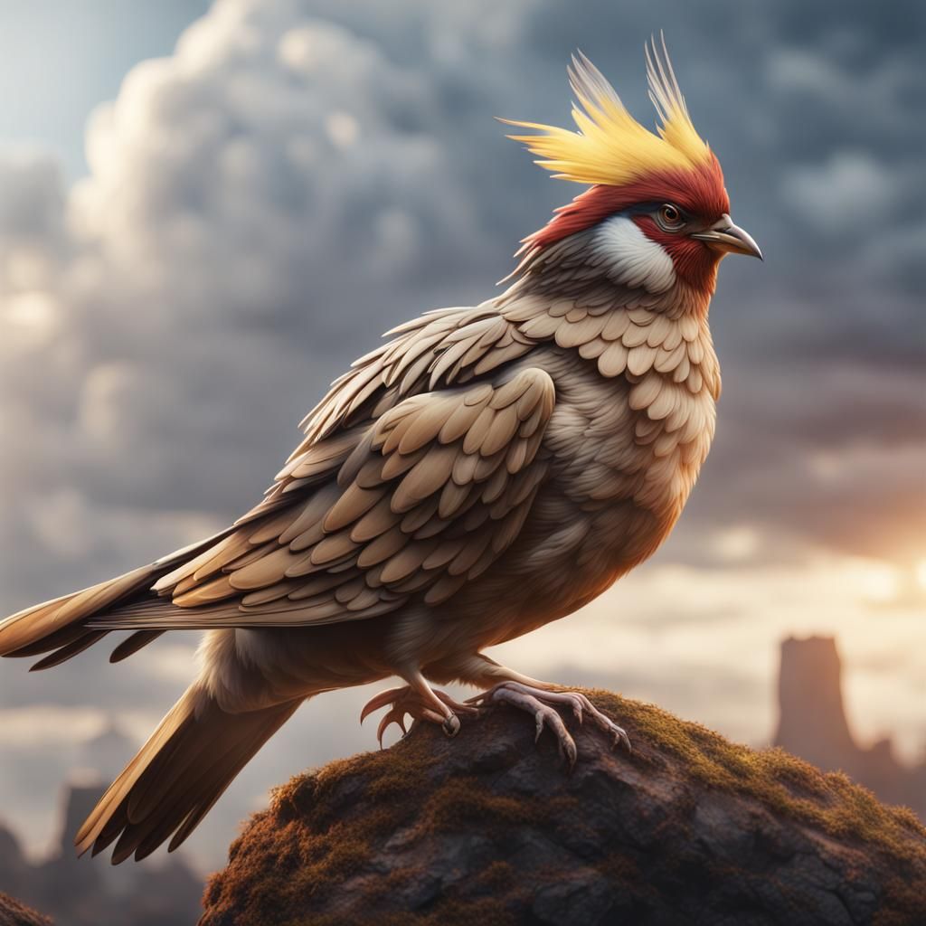 Realistic Pidgey: Detailed Matte Painting