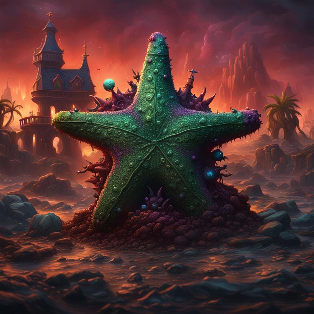 Evil Patrick Star: Detailed Matte Painting