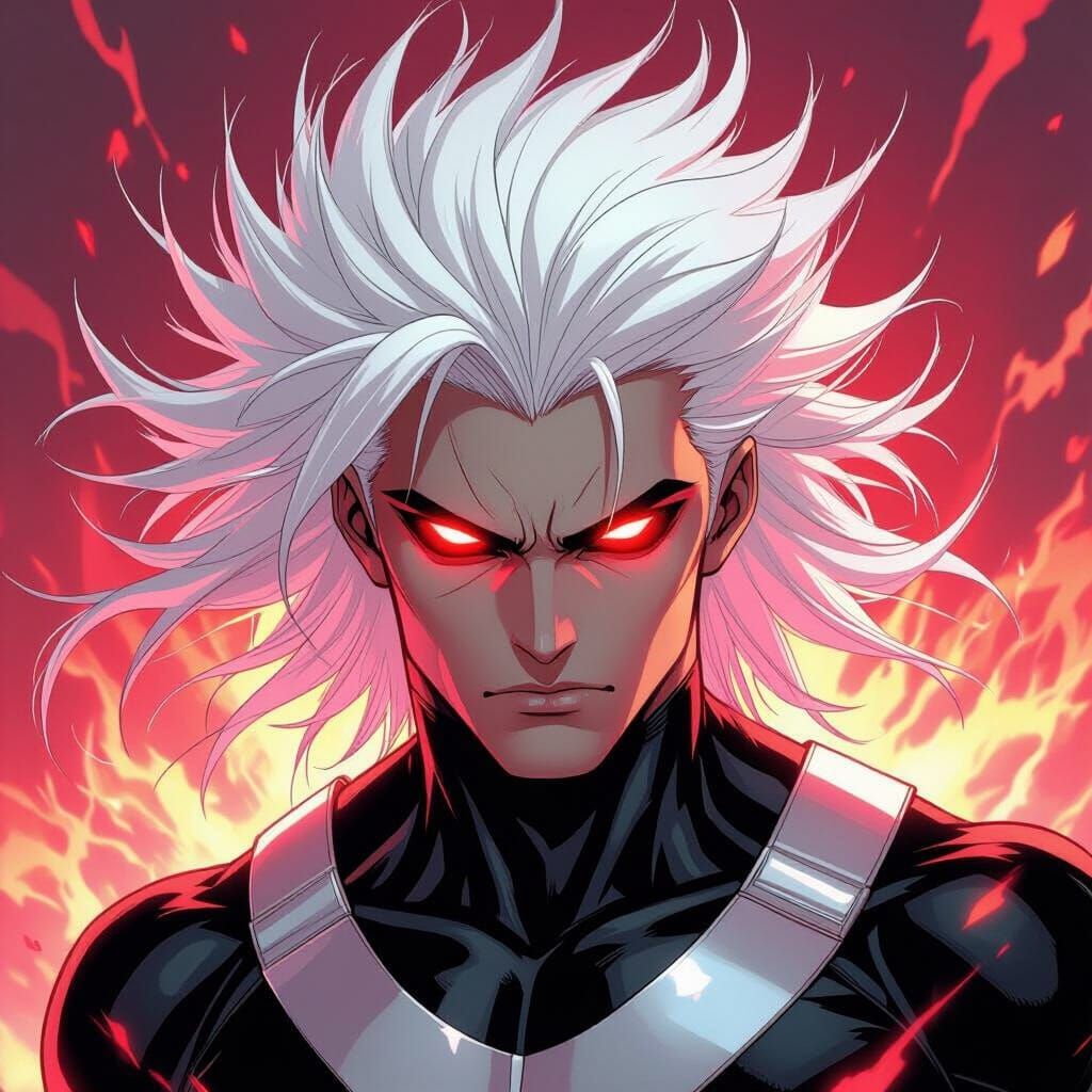 X-Men Comic Art: White Haired Man Surrounded by Hellfire