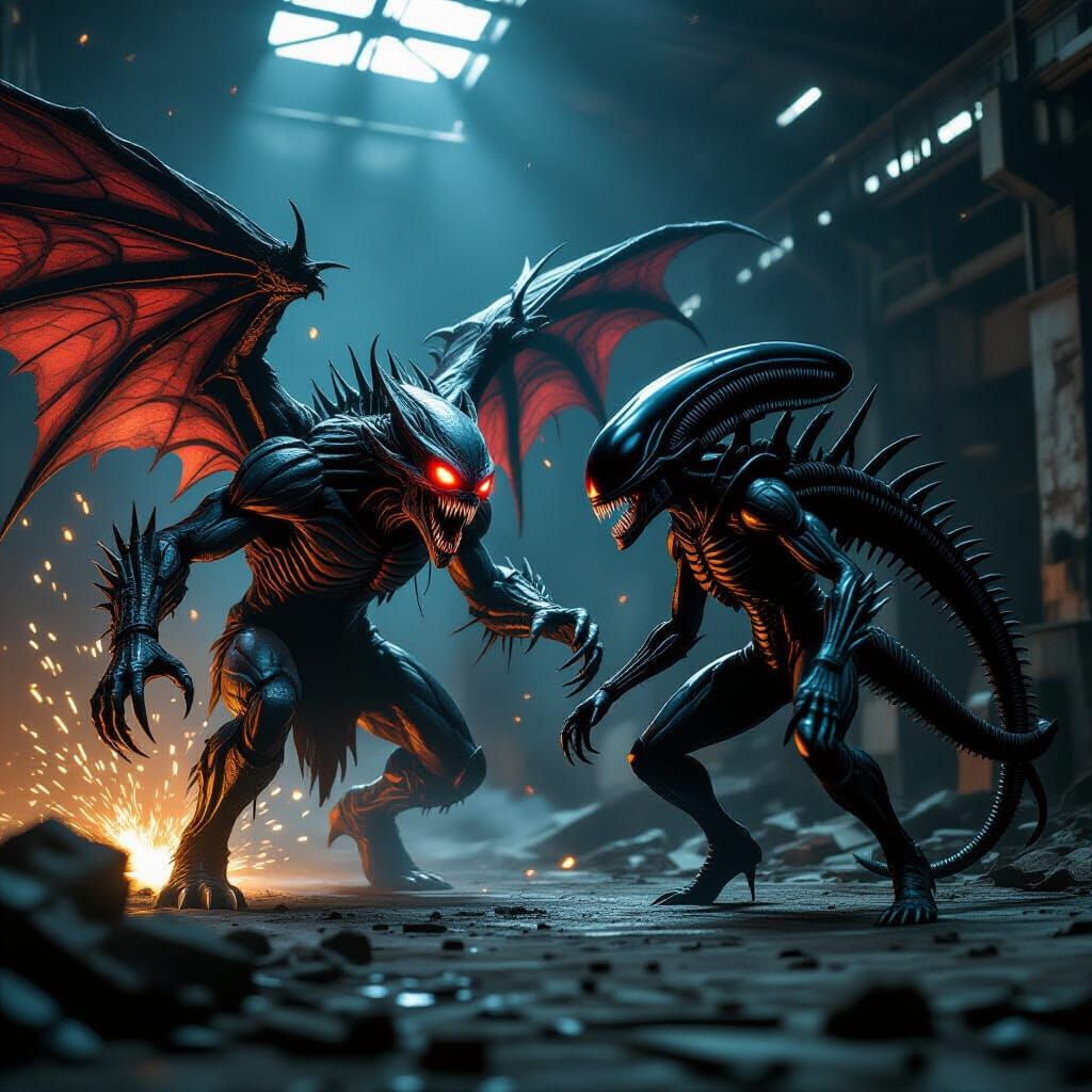 Jeepers Creepers vs Alien in Dark Fantasy Horror Warehouse