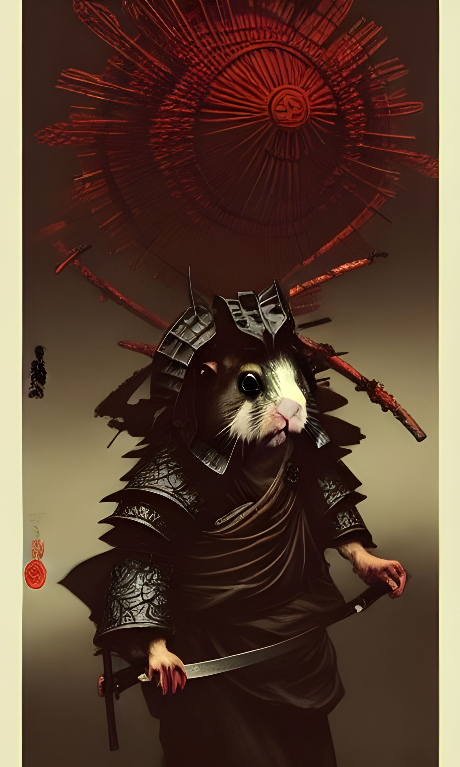 Armored Guinea Pig in Sinister Ukiyo-e Style