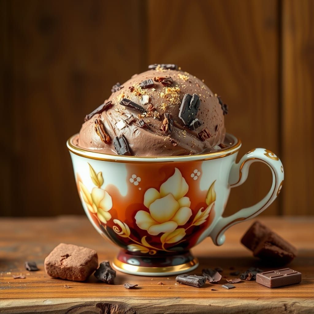 Chocolate Ice Cream Still Life in Digital Art Style