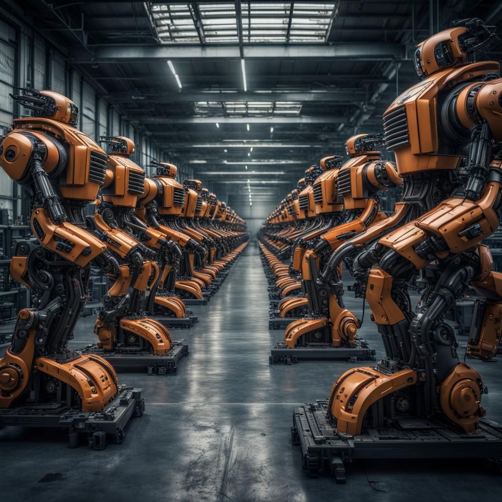 Robots Being Built in an Automated Warehouse