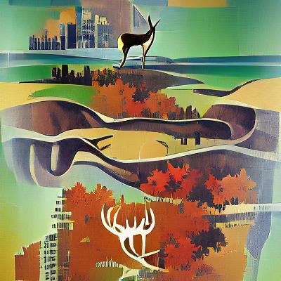 Vintage Style Deer in Forest Clearing