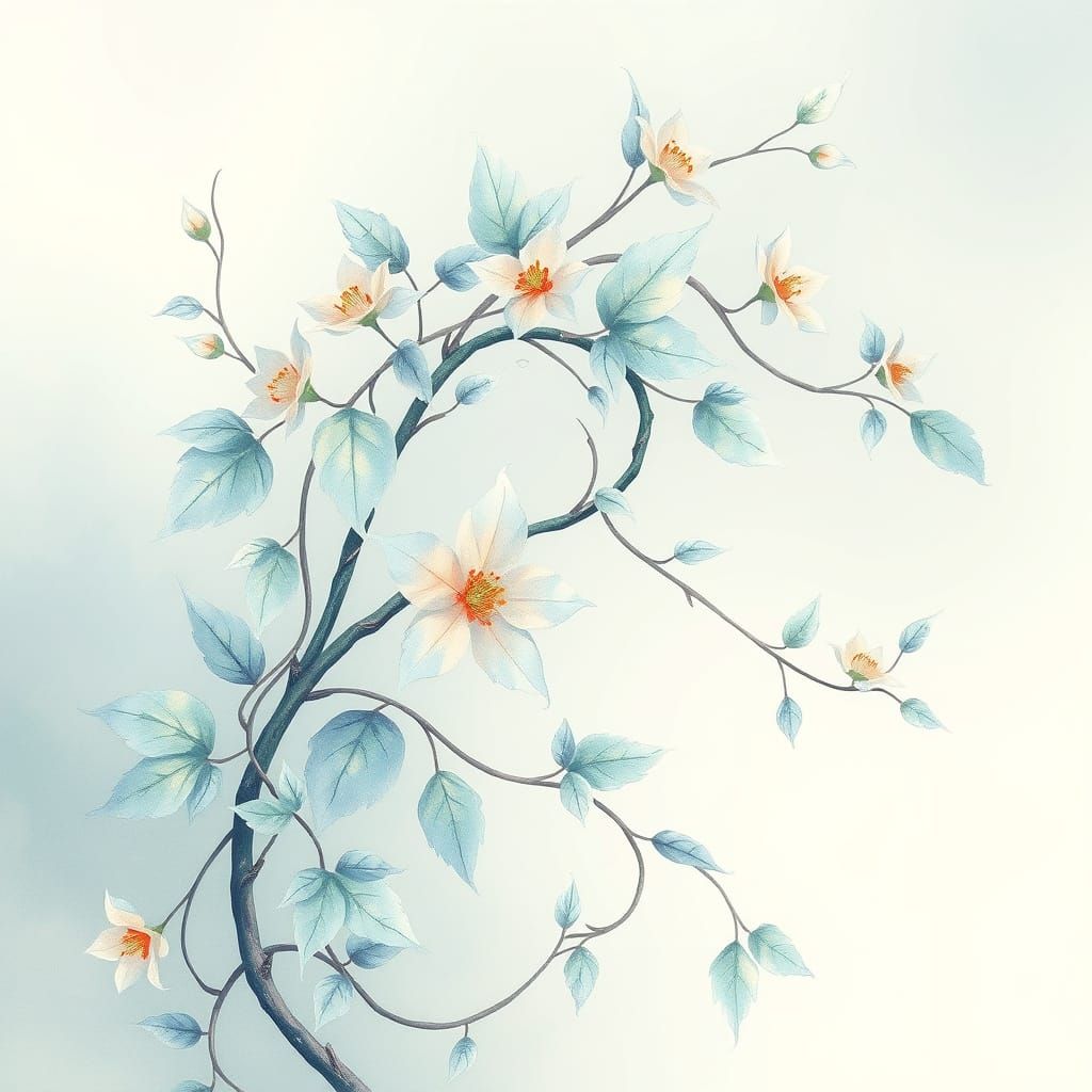 Crystal Vine with Iridescent Blooms in Soft Pastel Hues