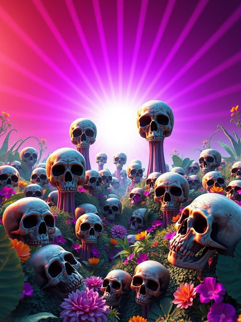 Gardens of Skulls: 3D Digital Art in Pixar Style