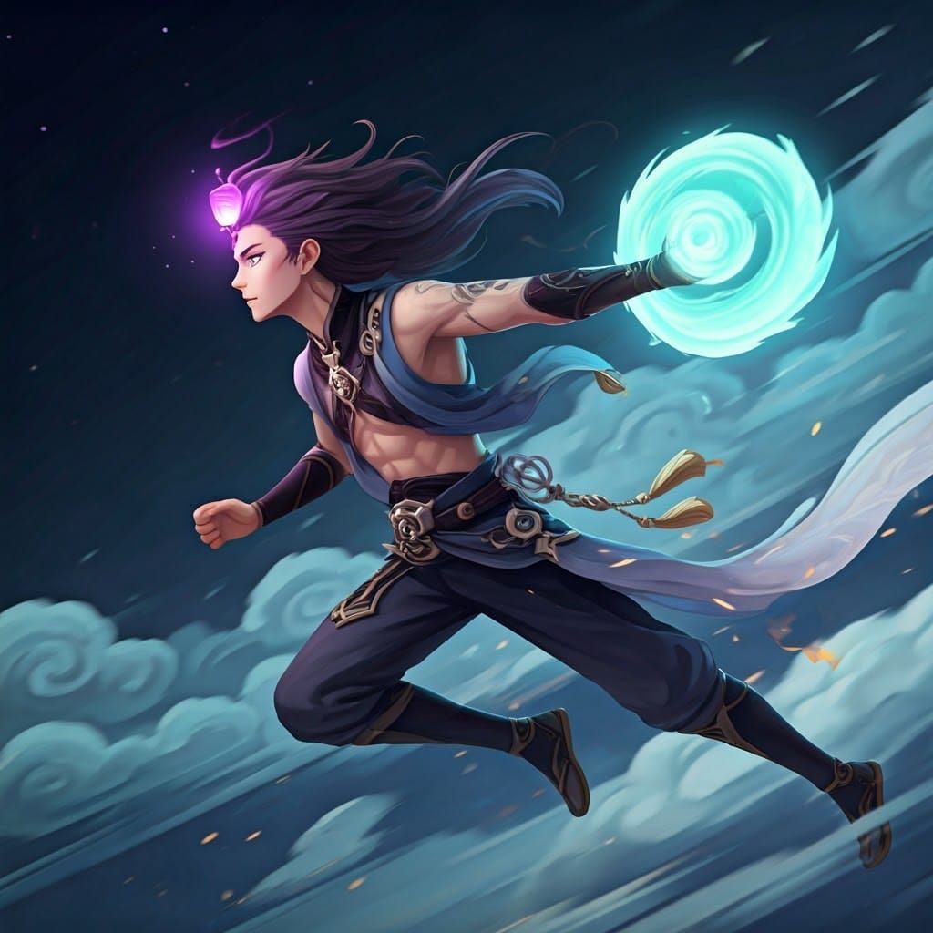 Ethereal Figure with Lantern and Jade Orb