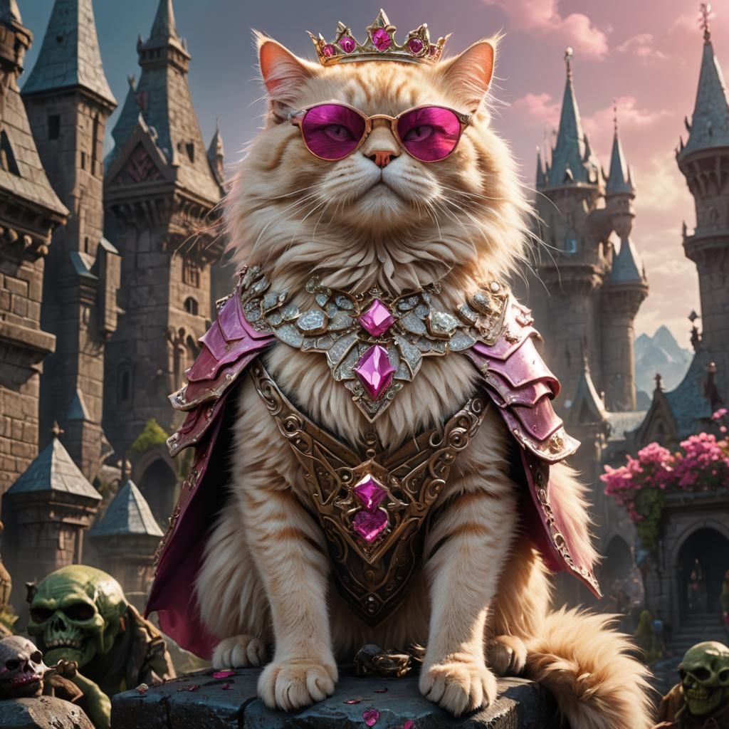 Cat Queen on Orc, Fantasy Art in Unreal Engine