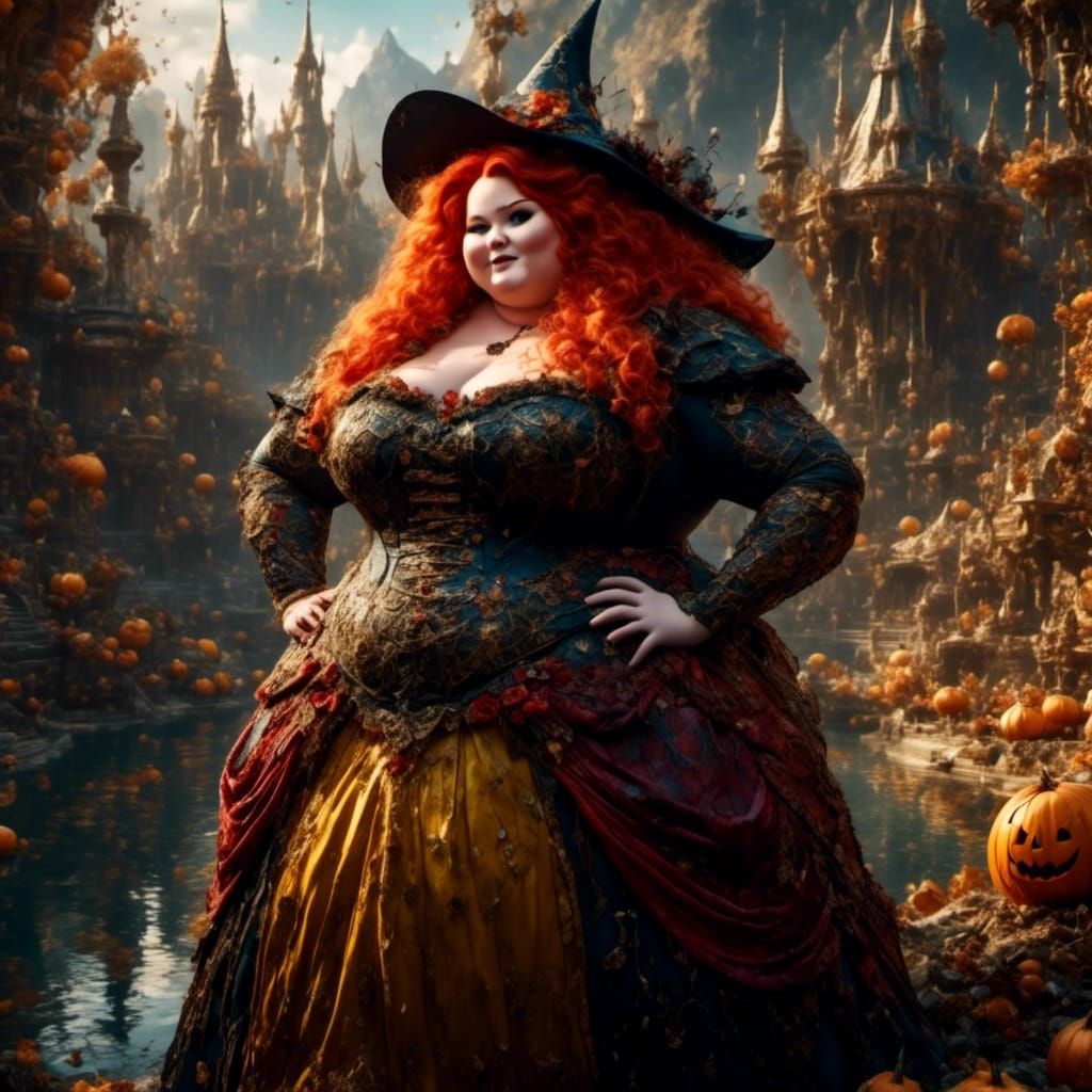 Curvy Redhead Witch with a Smile