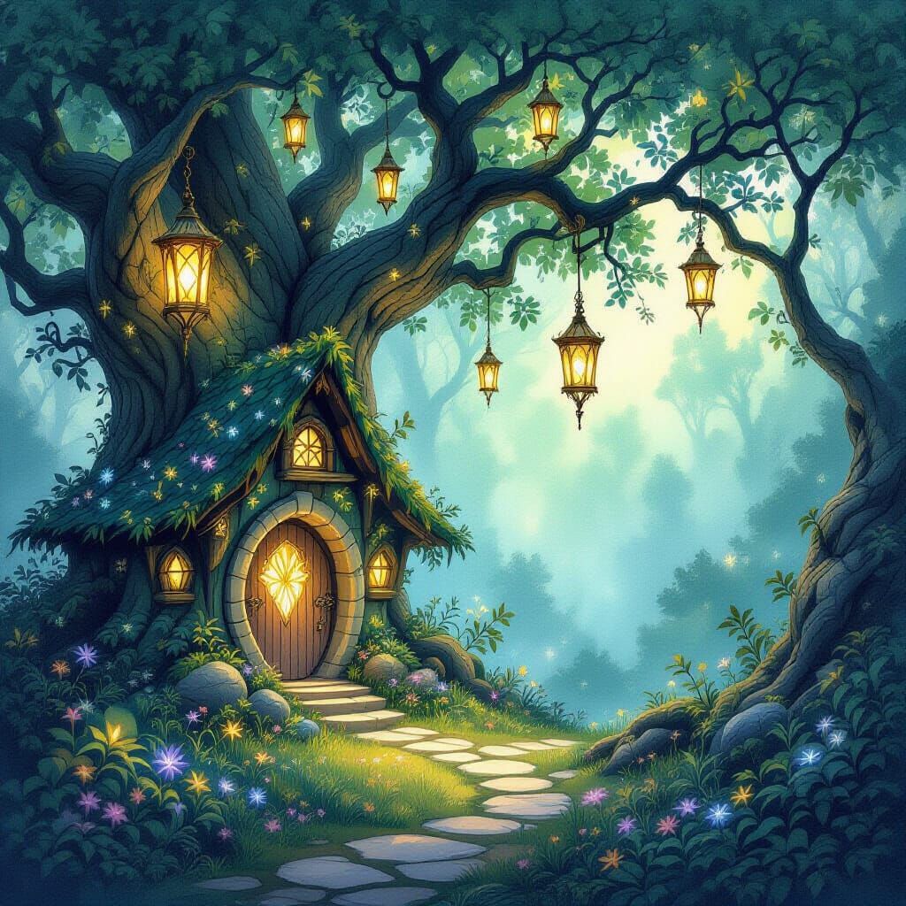 Ethereal Fairy Dwelling in Enchanted Grove