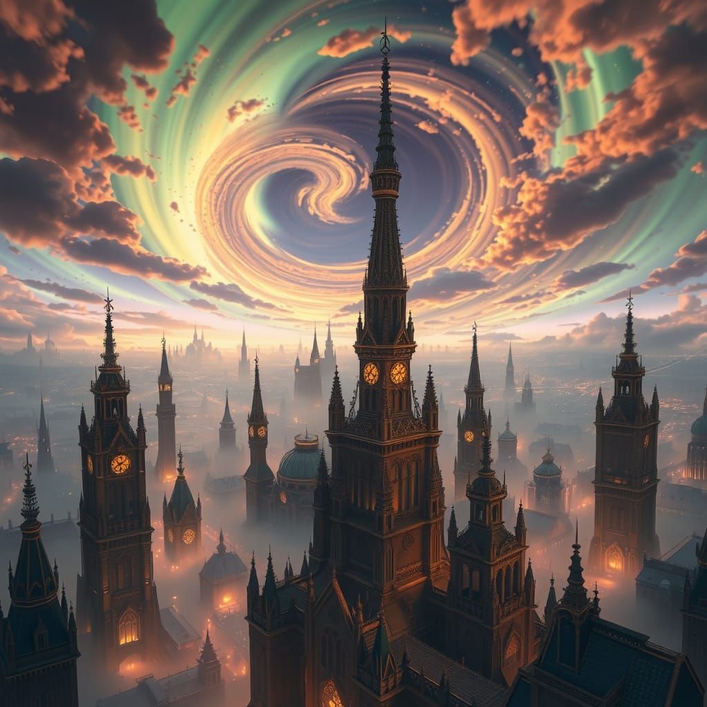 Ethereal Cityscape at Dusk in a Cinematic Aesthetic