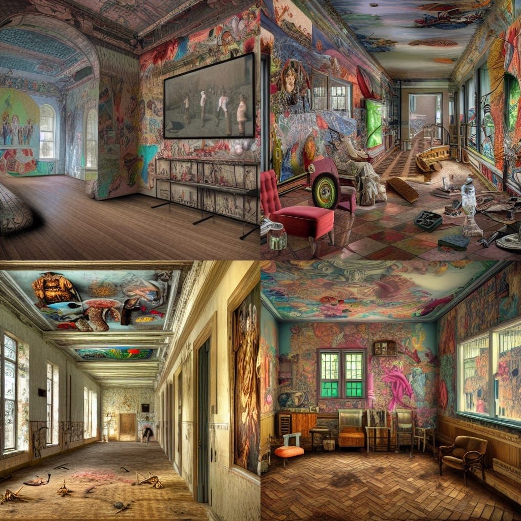 Hyperrealistic Maximalist Insane Asylum in 8K