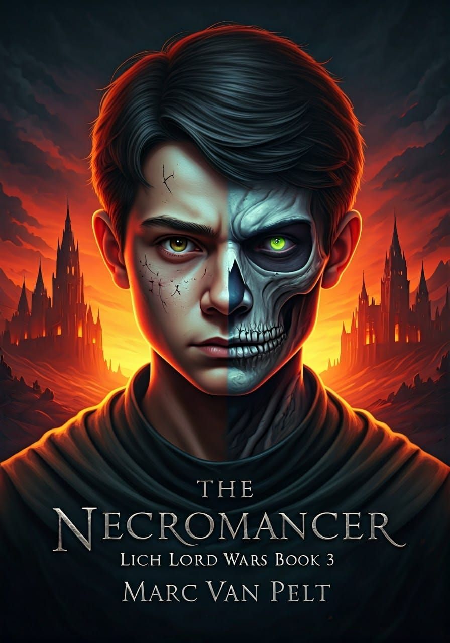 Dark Fantasy Book Cover in Splintered Youthful and Necromant...