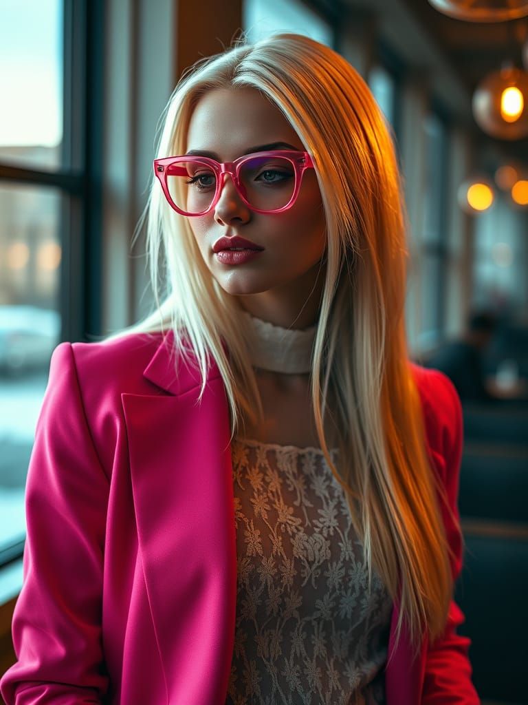 Confident Vogue-Inspired Fashion Model in Soft Golden Light