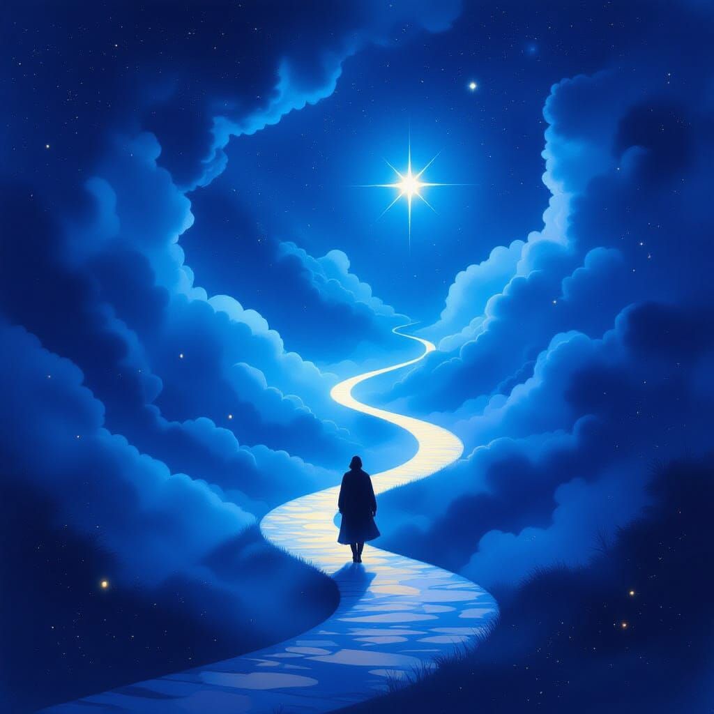 Spiritual Journey on Celestial Path with Guiding Star