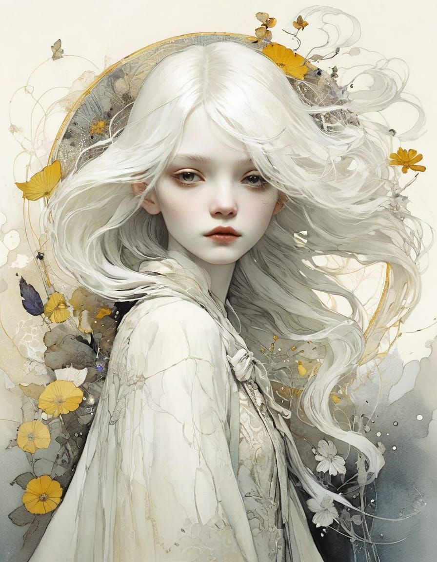 Ethereal Pale Hair in Art Nouveau Style