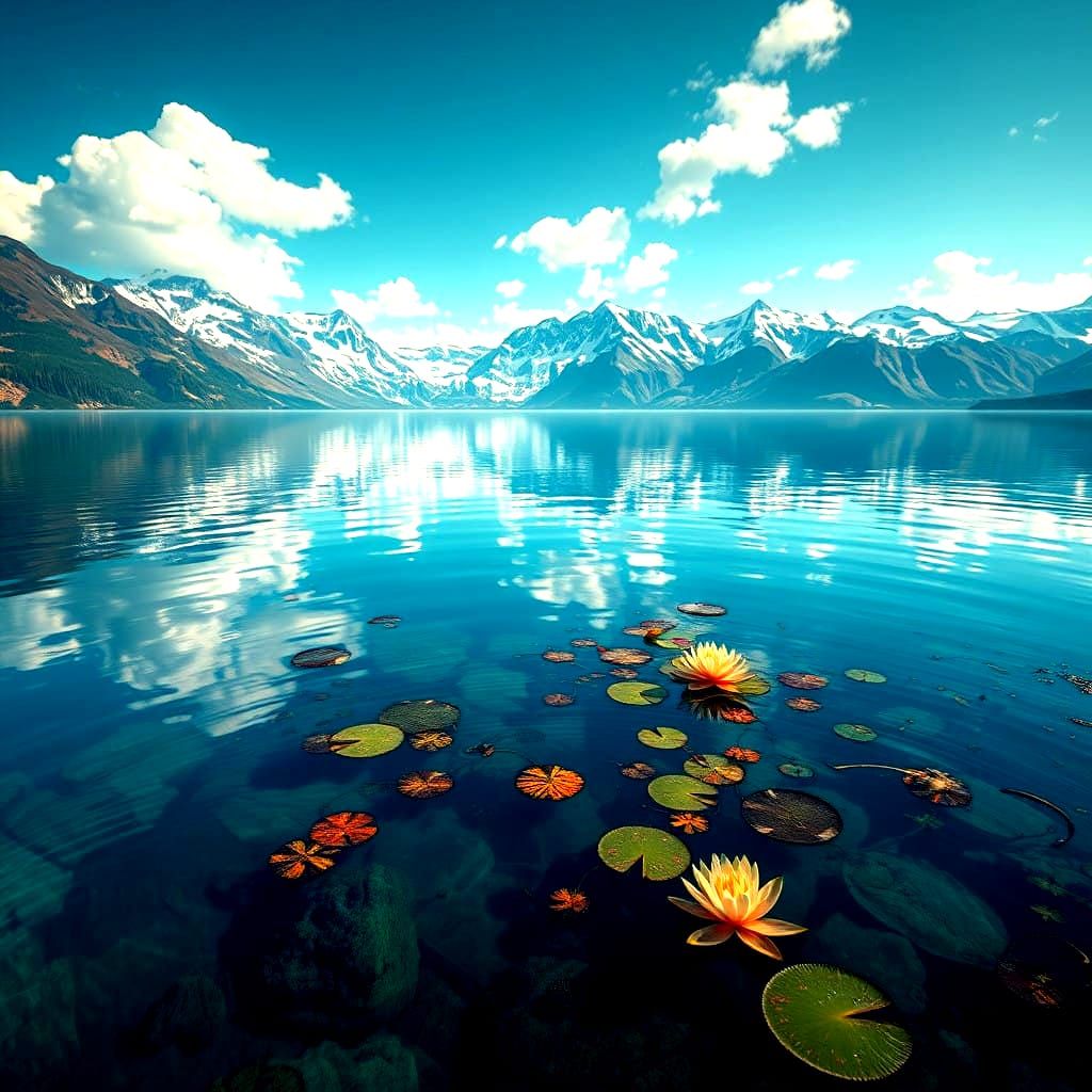 Alaskan Lake in Vibrant Fantasy