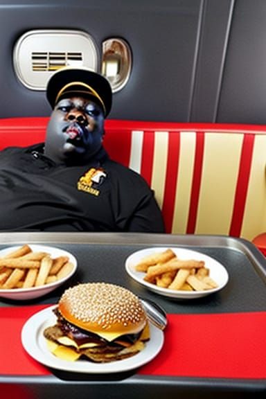Biggie Smalls Enjoys Burgers and Fries