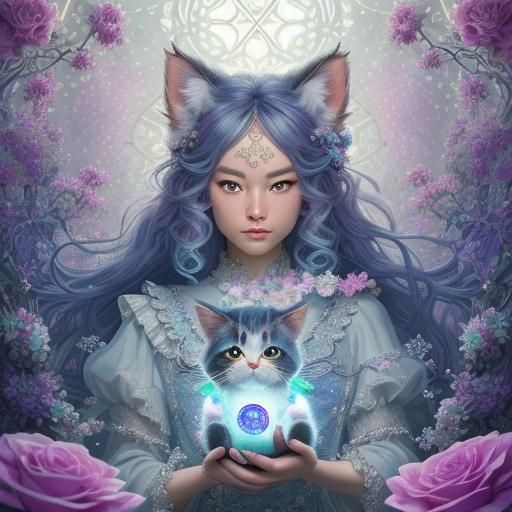 Charming Kitten with Reflective Eyes: Digital Art
