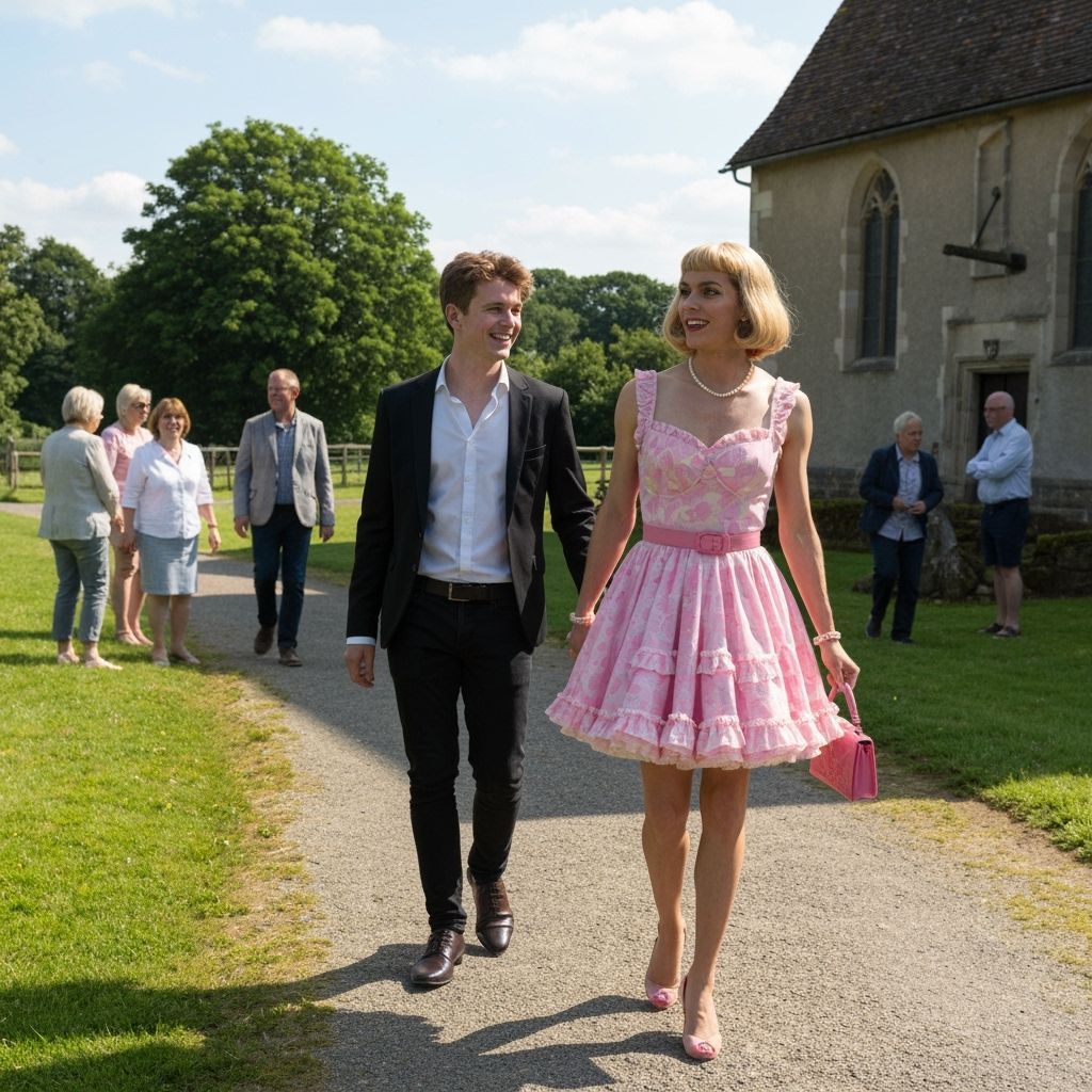 Young Man Crossdressing in 1950s Style Minidress