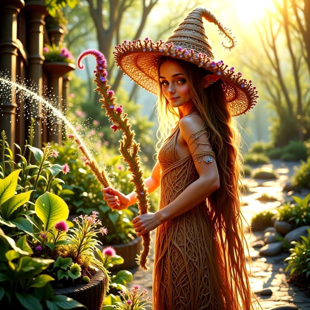 Mystical Nymph Watering Garden with Magic Wand