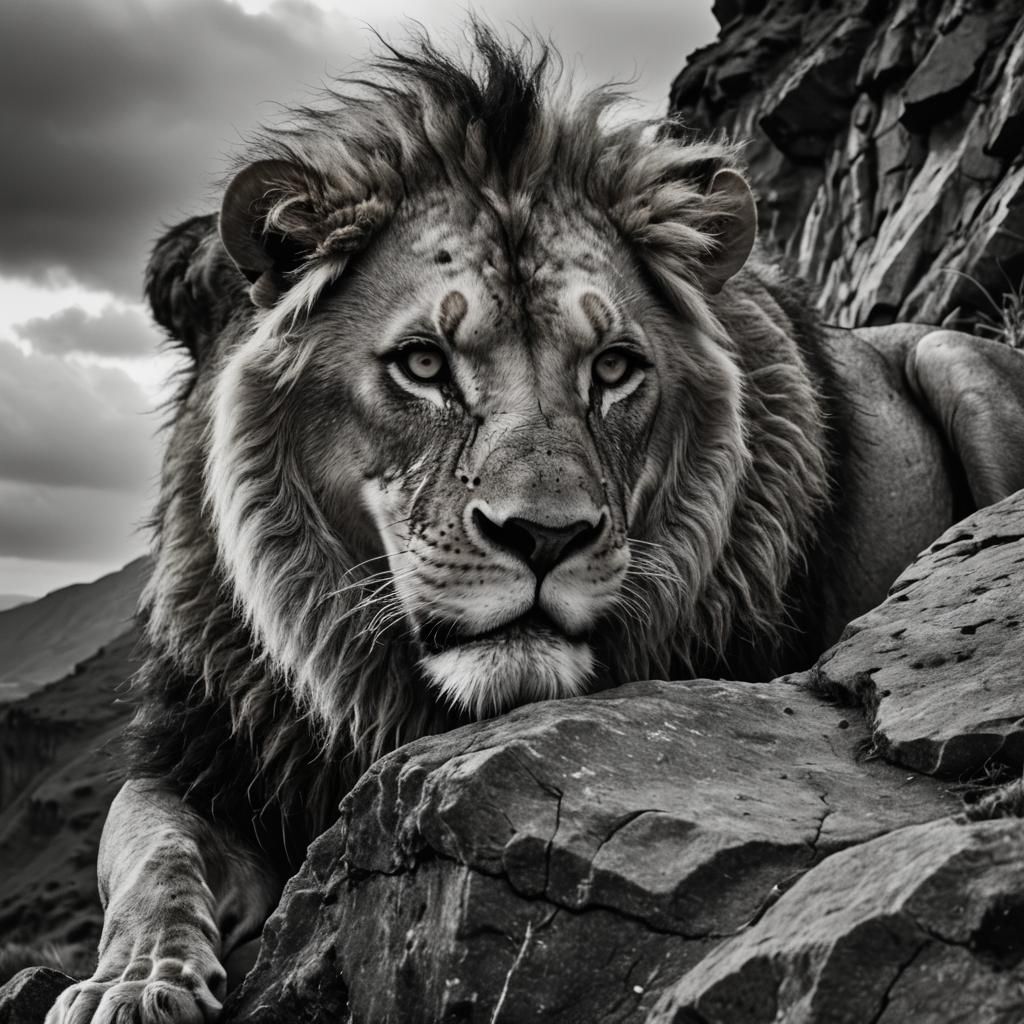 Lion on a cliff
