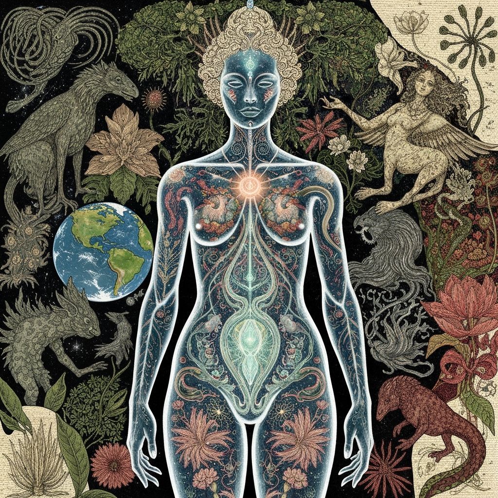 Ethereal Mindscape with Dancing Figures in Darlington Style