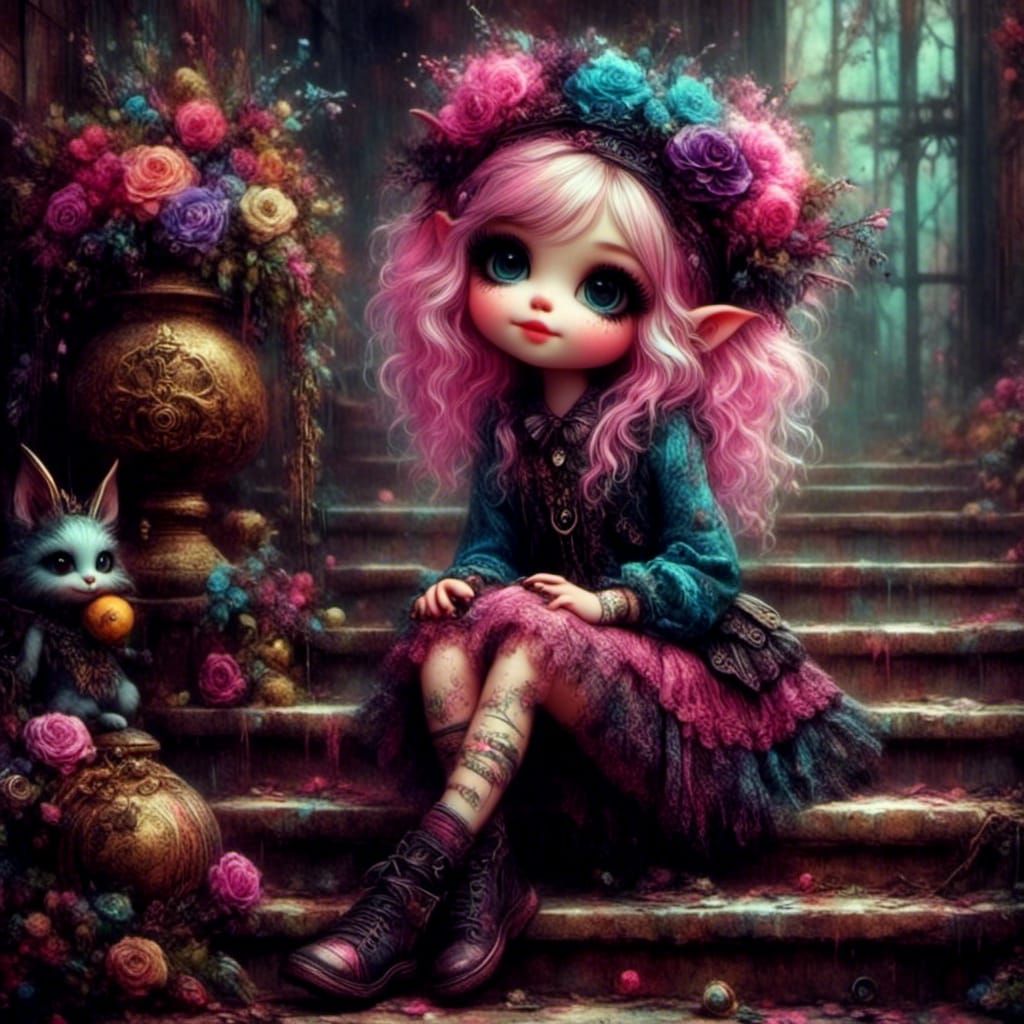 Monster High Goth Pixie on School Steps