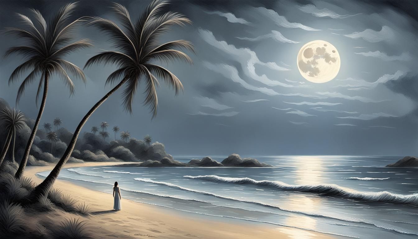 poetic moonlit night by the seaside