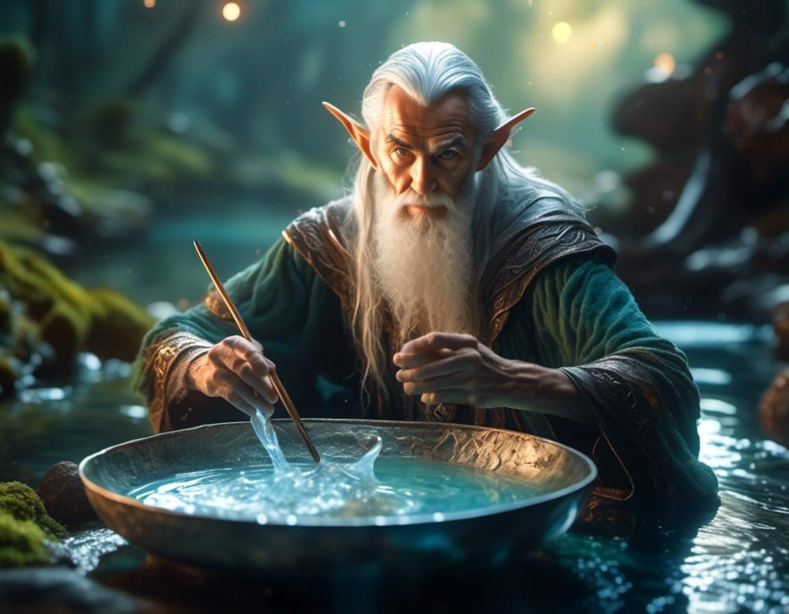 Elven Wizard Scrying Dish in Hyperreal Photo