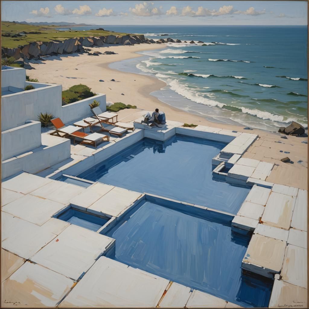 Minimalist Beach House in Mondrian Art Style