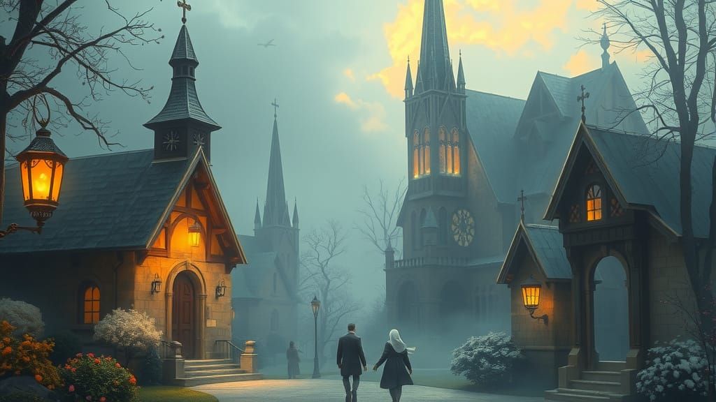 Ethereal Fantasy Image of a Startled Nun