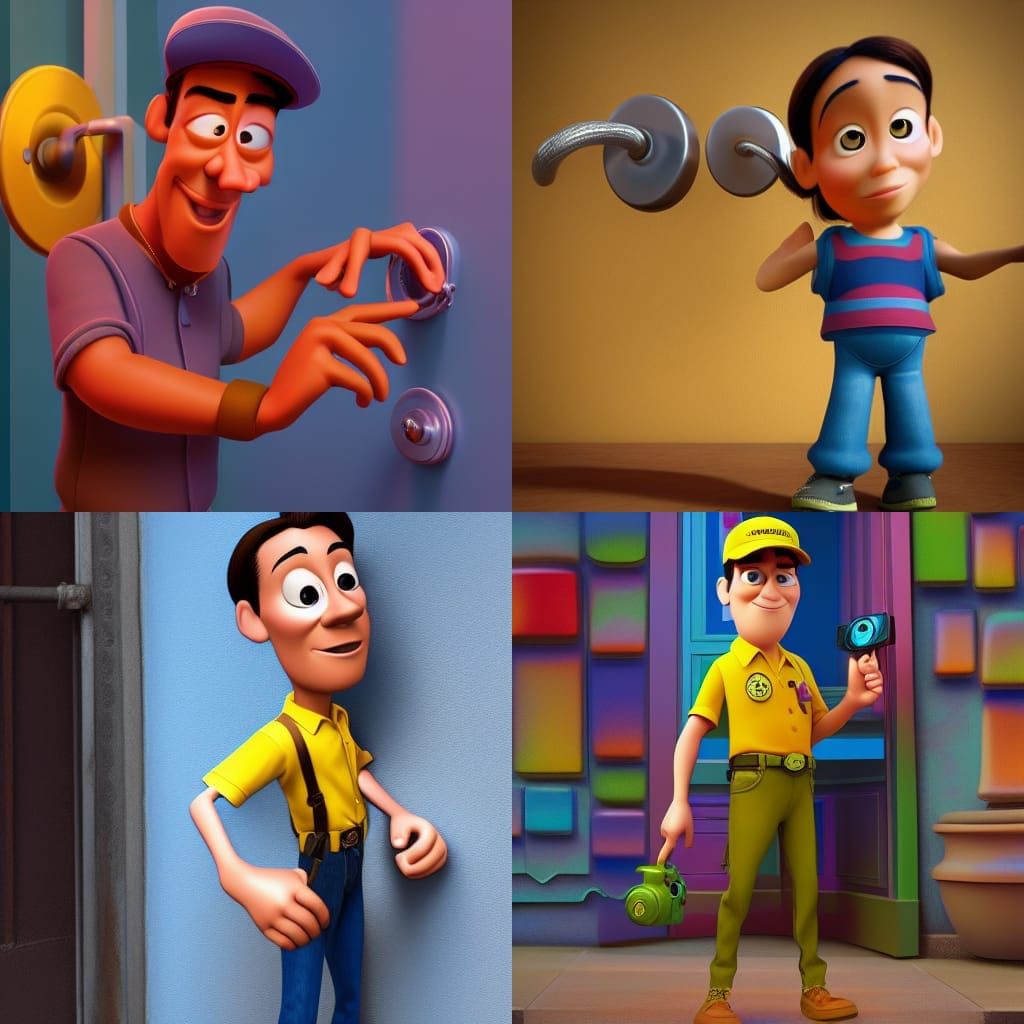 Locksmith Character in Medellin as Pixar 3D Art