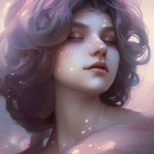 Enchanting Moon Goddess Portrait in Art Nouveau Style