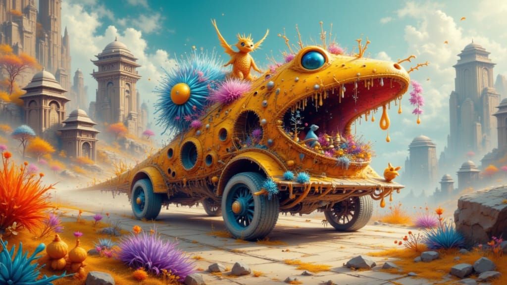 Fantasy Creatures Race Downhill in Dynamic Lighting