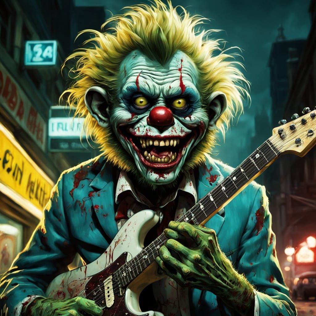Zombie Monkey Monster Clown in Cyberpunk Style