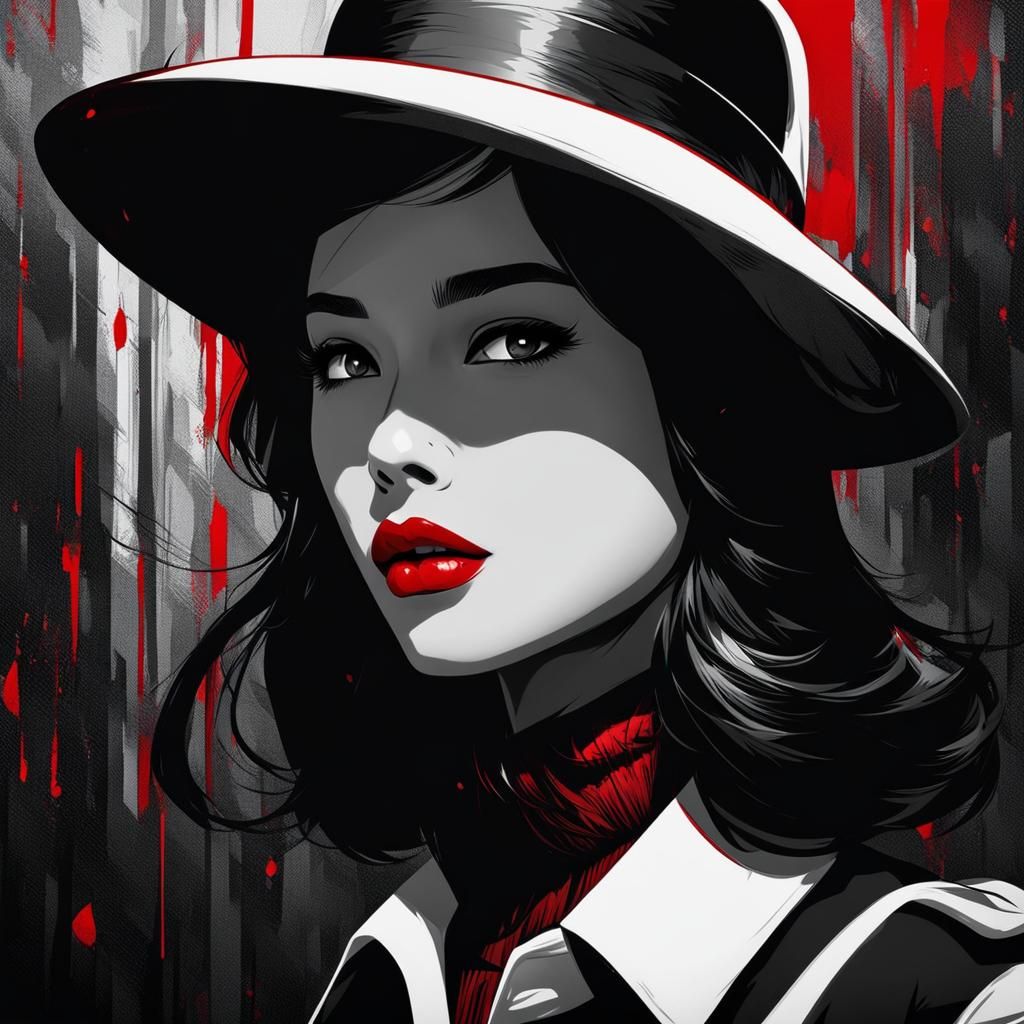 Selective Color Portrait with Red Lips