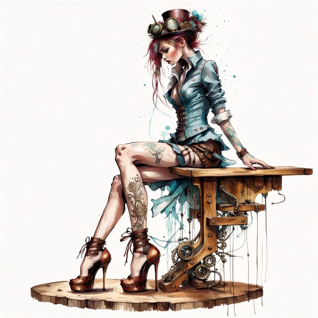 Steampunk Girl in Elegant Heels
