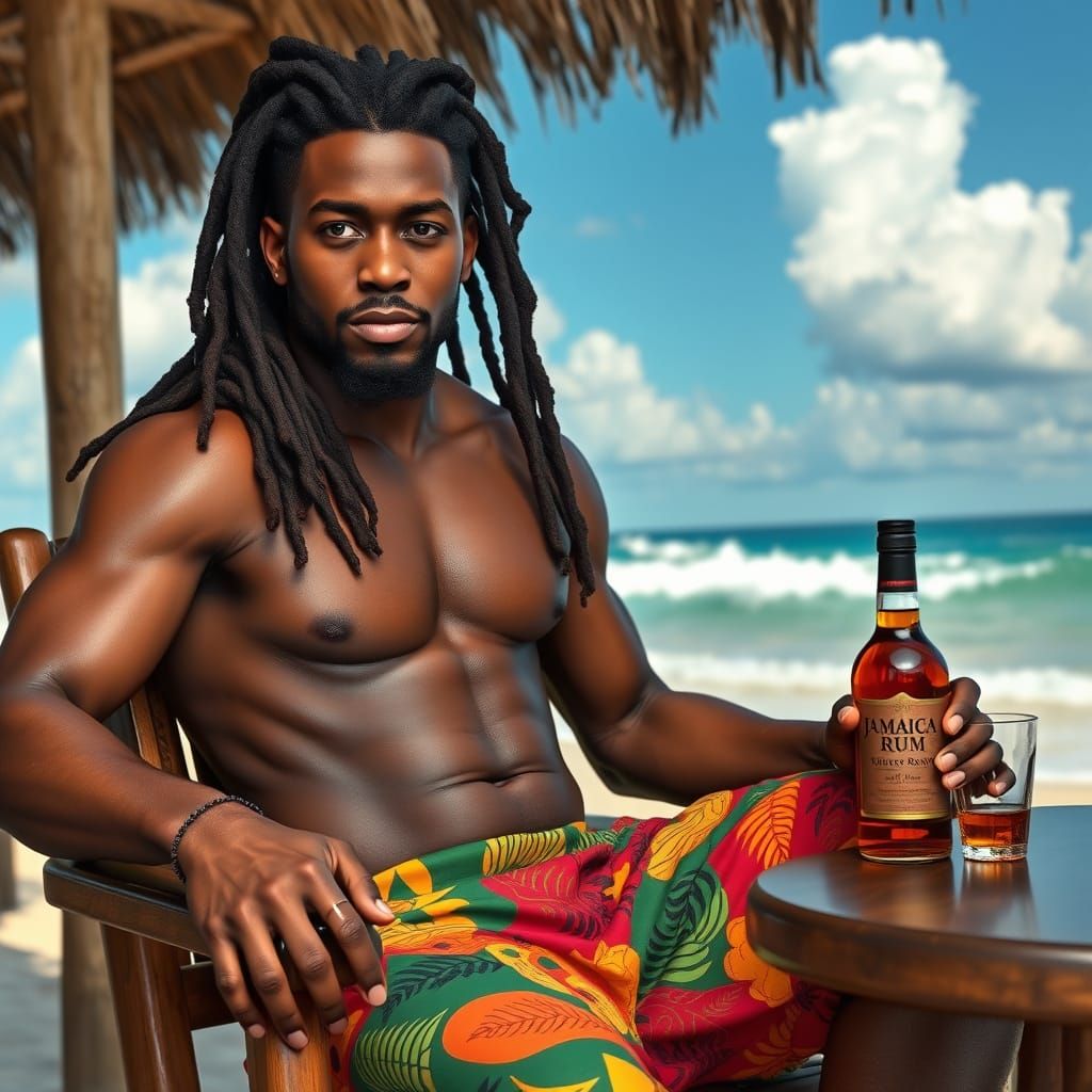 Handsome Jamaican Man in Hyperrealistic Style